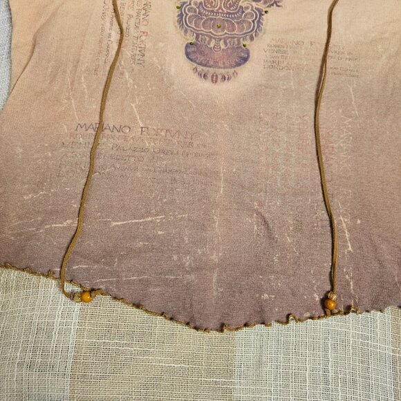 y2k MUDD Motoboho Western Yallternative Peasant Style Tank Top with Leather Ties - Picture 2 of 10